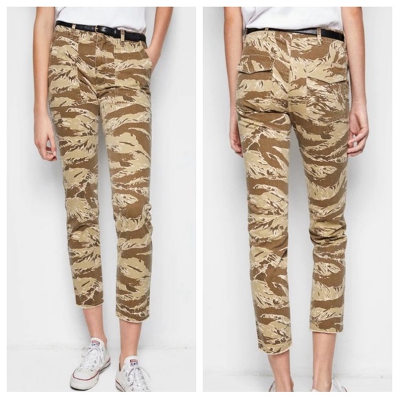 Nili Lotan Jenna Twill Camo Pants in Tan/Brown | 6 - Picture 1 of 11